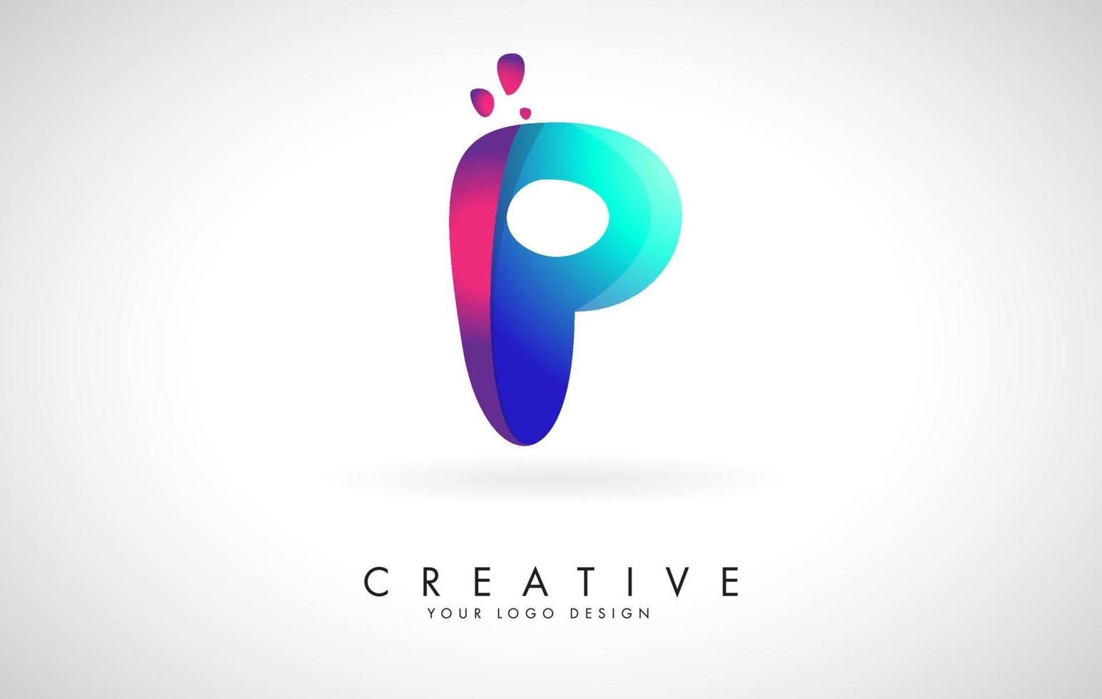 design de logotipo p criativo azul e rosa com pontos. entretenimento corporativo amigável, mídia, tecnologia, design de vetor de negócios digitais com gotas.
