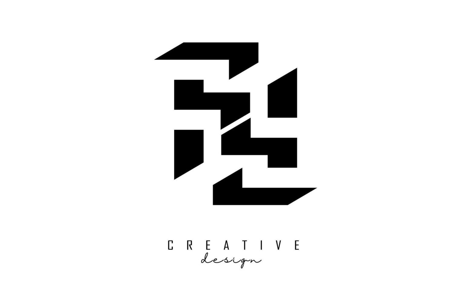 logotipo da letra f duplo com design de espaço negativo. letra f com tipografia geométrica. vetor