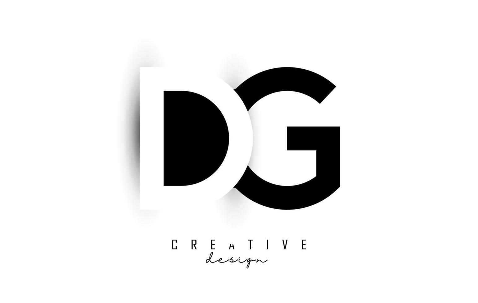 letras logotipo dg com design de espaço negativo preto e branco. letras deg com tipografia geométrica. vetor