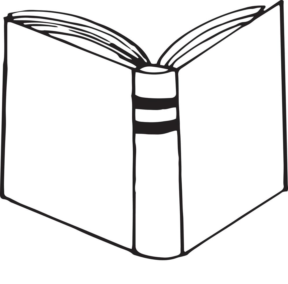 ícone de livro aberto. esboço estilo de doodle desenhado de mão. , minimalismo, monocromático. aprendizagem, conhecimento, leitura de histórias de contos de fadas vetor