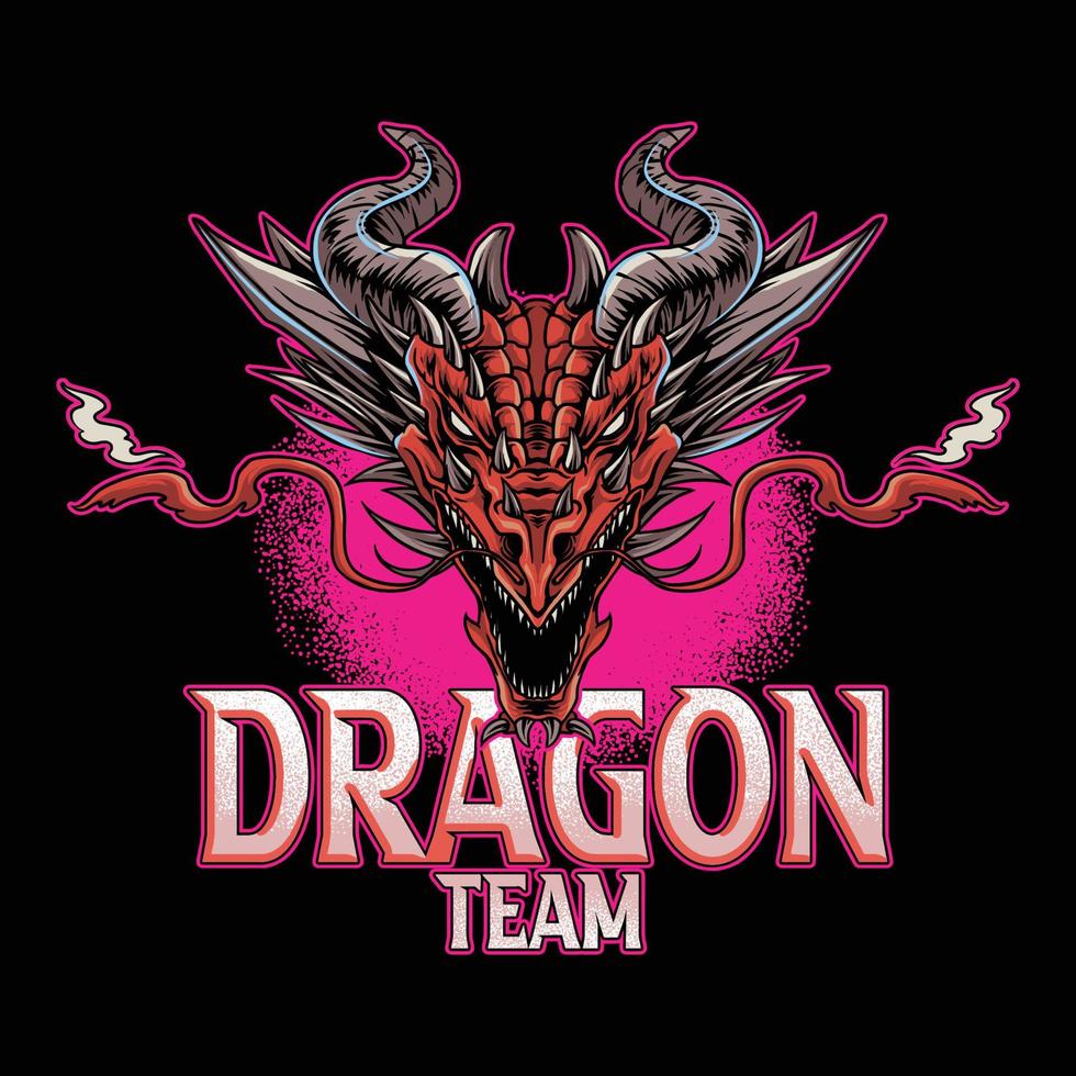 cabeça de dragão como logotipo ou arte de design de uma camiseta para a equipe de e-sport ou comunidade de jogadores vetor