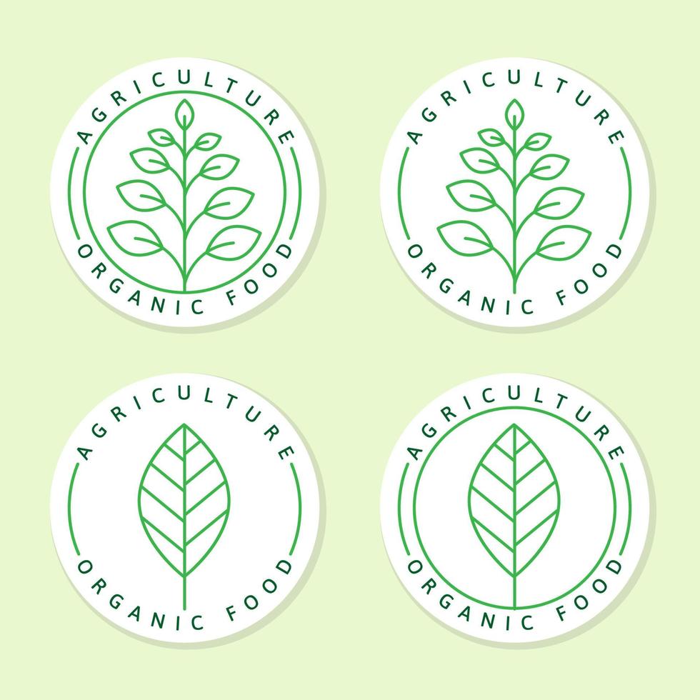 logotipo de alimentos orgânicos de agricultura ou etiqueta de ilustração, vetor de adesivo