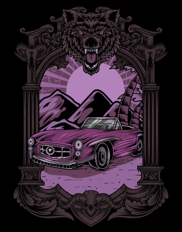 ilustração carro vintage estilo retro vetor