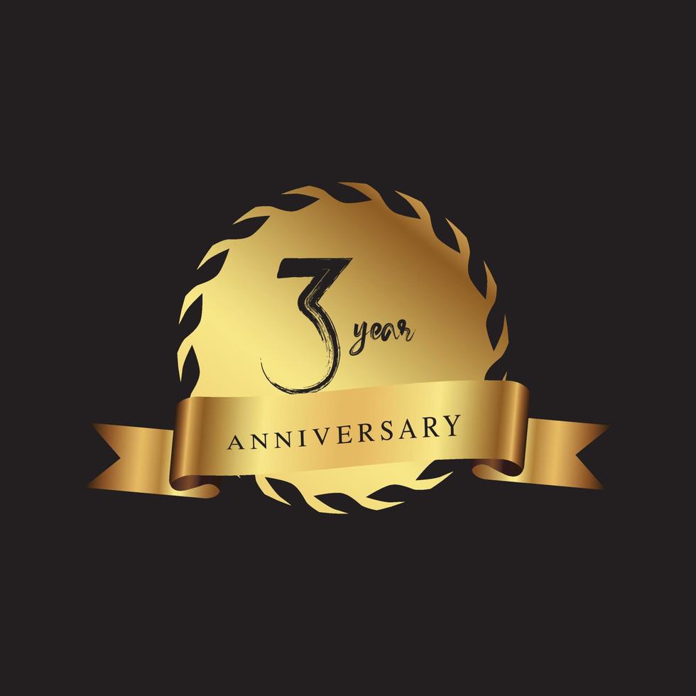 conjunto de estilo de logotipo de aniversário com escrita à mão na cor dourada para evento de celebração vetor
