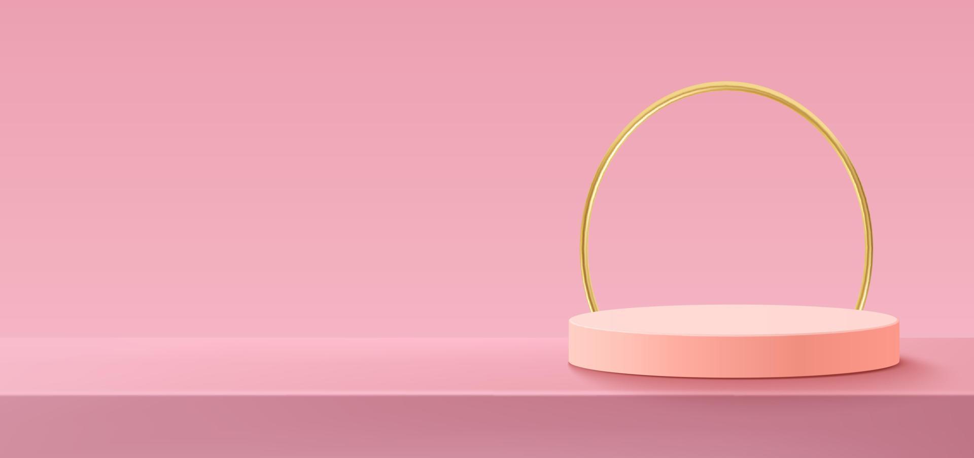 Conceito de vetor de fundo de pódio rosa 3D, adequado para design de fundo romântico, modelo, banner de dia dos namorados