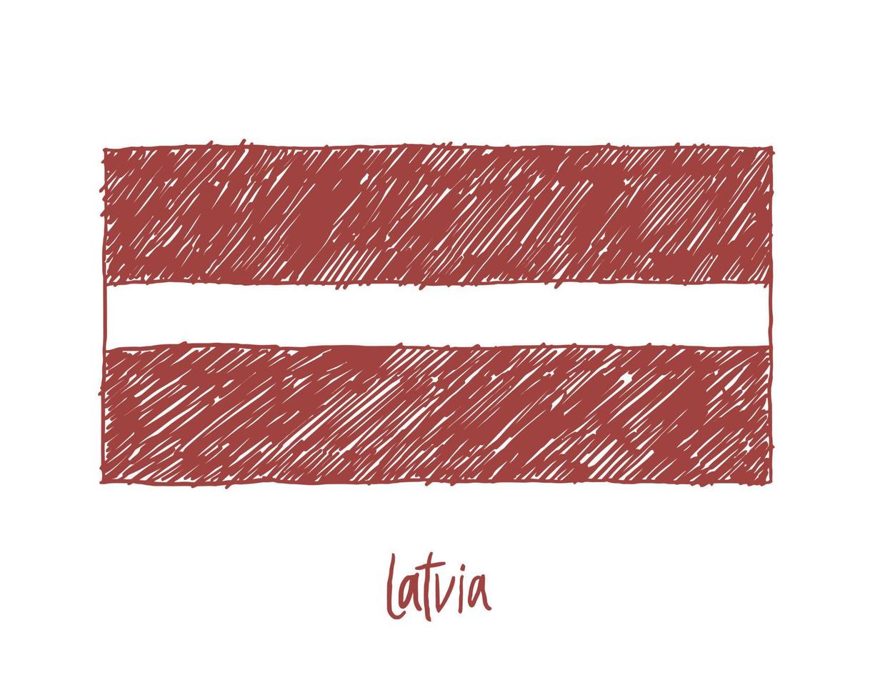 marcador de bandeira da letônia ou desenho a lápis de ilustração vetorial vetor