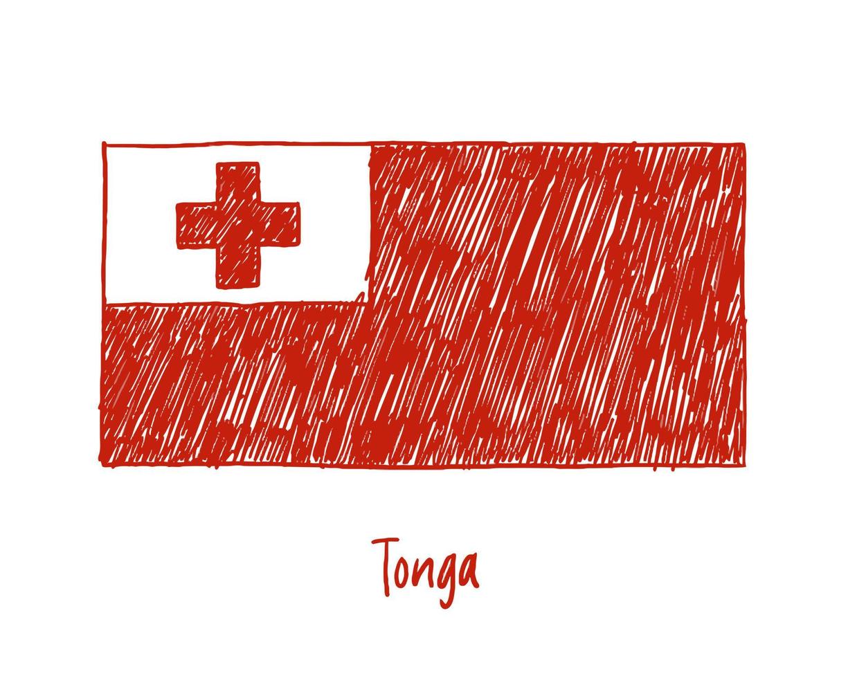 quadro branco marcador de bandeira de tonga ou desenho a lápis ilustração vetorial vetor