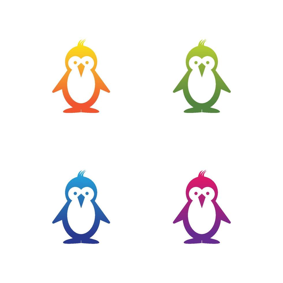 conjunto de ícones de vetor de modelo de logotipo de pinguim