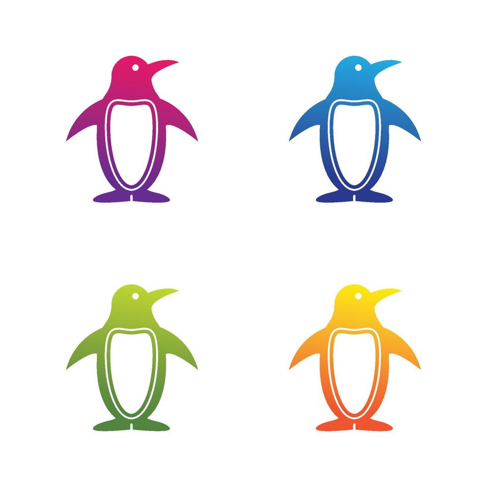 conjunto de ícones de vetor de modelo de logotipo de pinguim