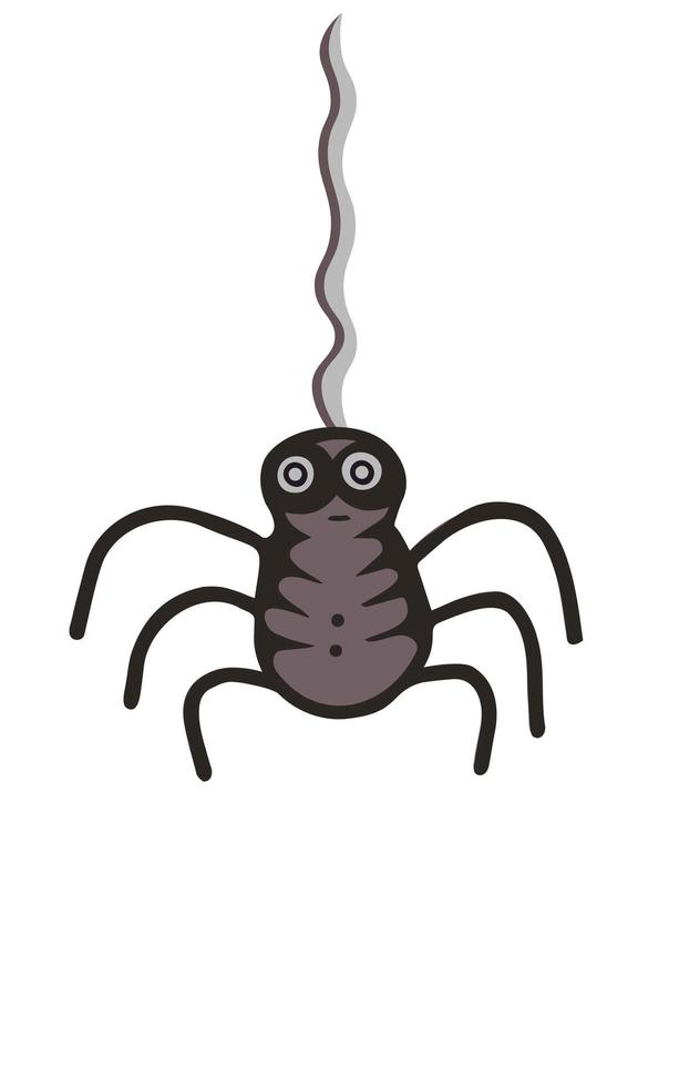 aranha negra em uma teia. ilustração para impressão, planos de fundo, papéis de parede, capas, embalagens, cartões comemorativos, cartazes, adesivos, têxteis e design sazonal. isolado em fundo branco vetor