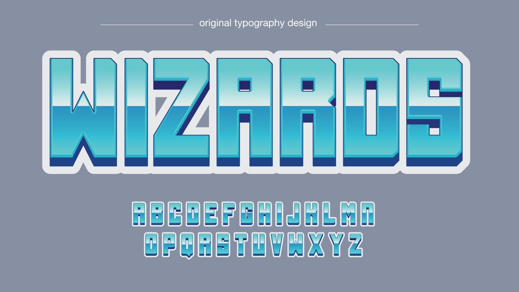 tipografia de jogos azul 3d cromado brilhante vetor