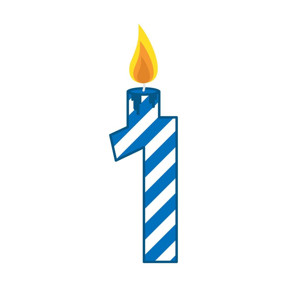 ilustração plana do número da vela de aniversário vetor