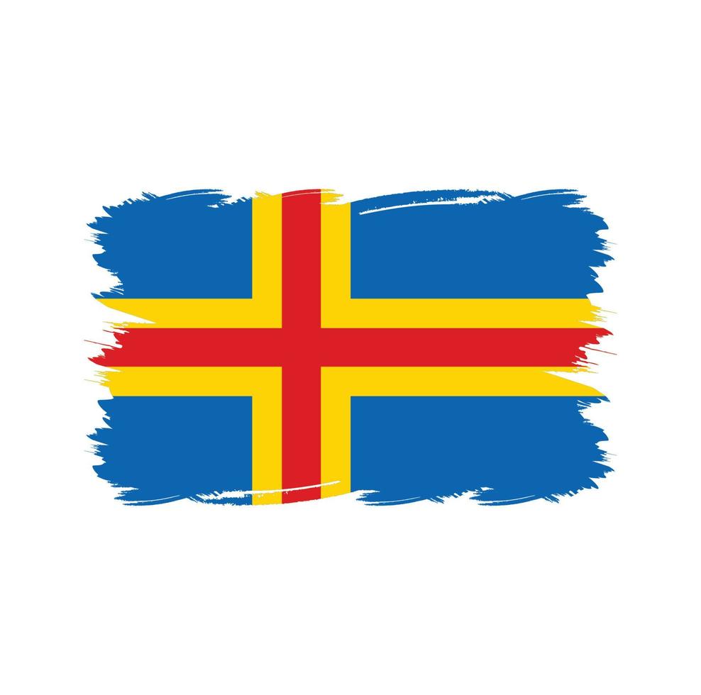 Bandeira das ilhas aland com pincel aquarela vetor