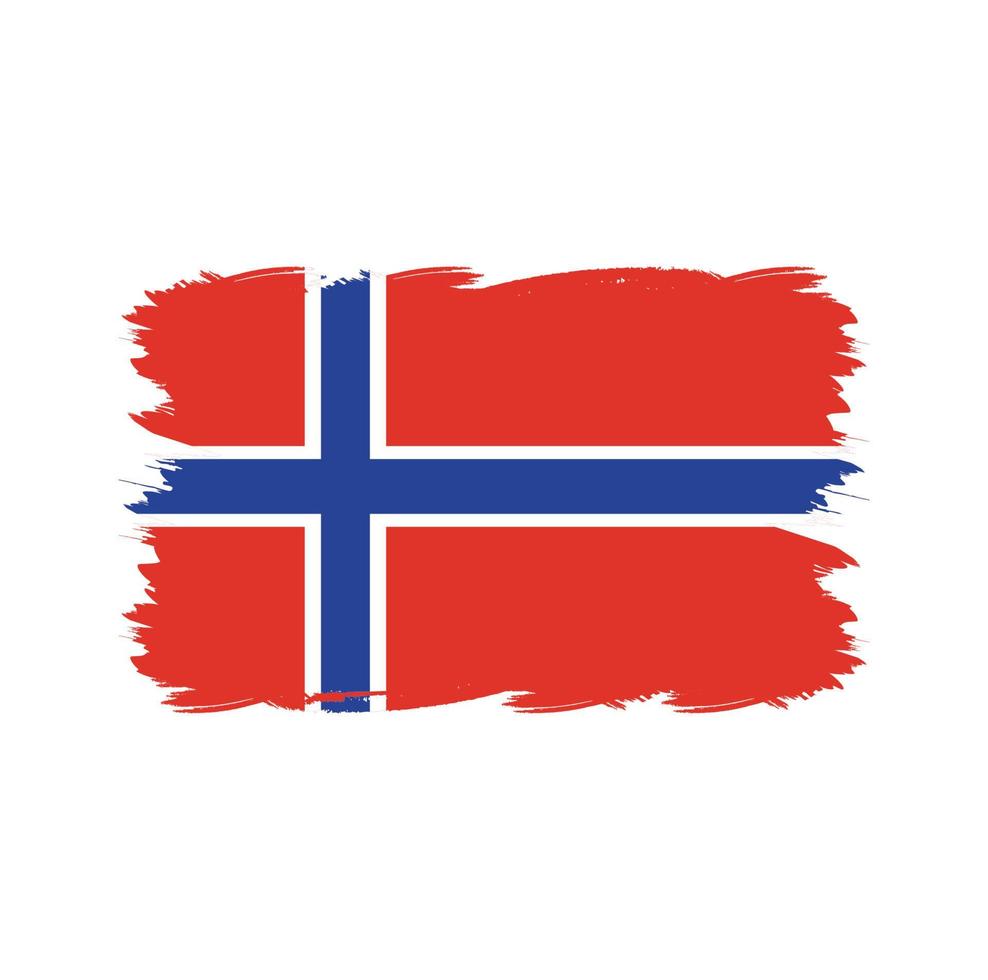 bandeira da noruega com pincel aquarela vetor