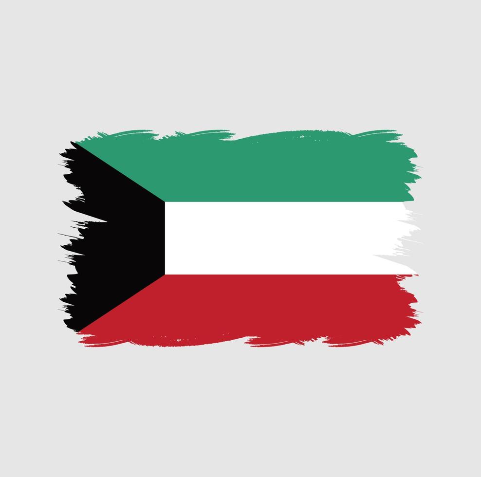 bandeira kuwait com pincel aquarela vetor