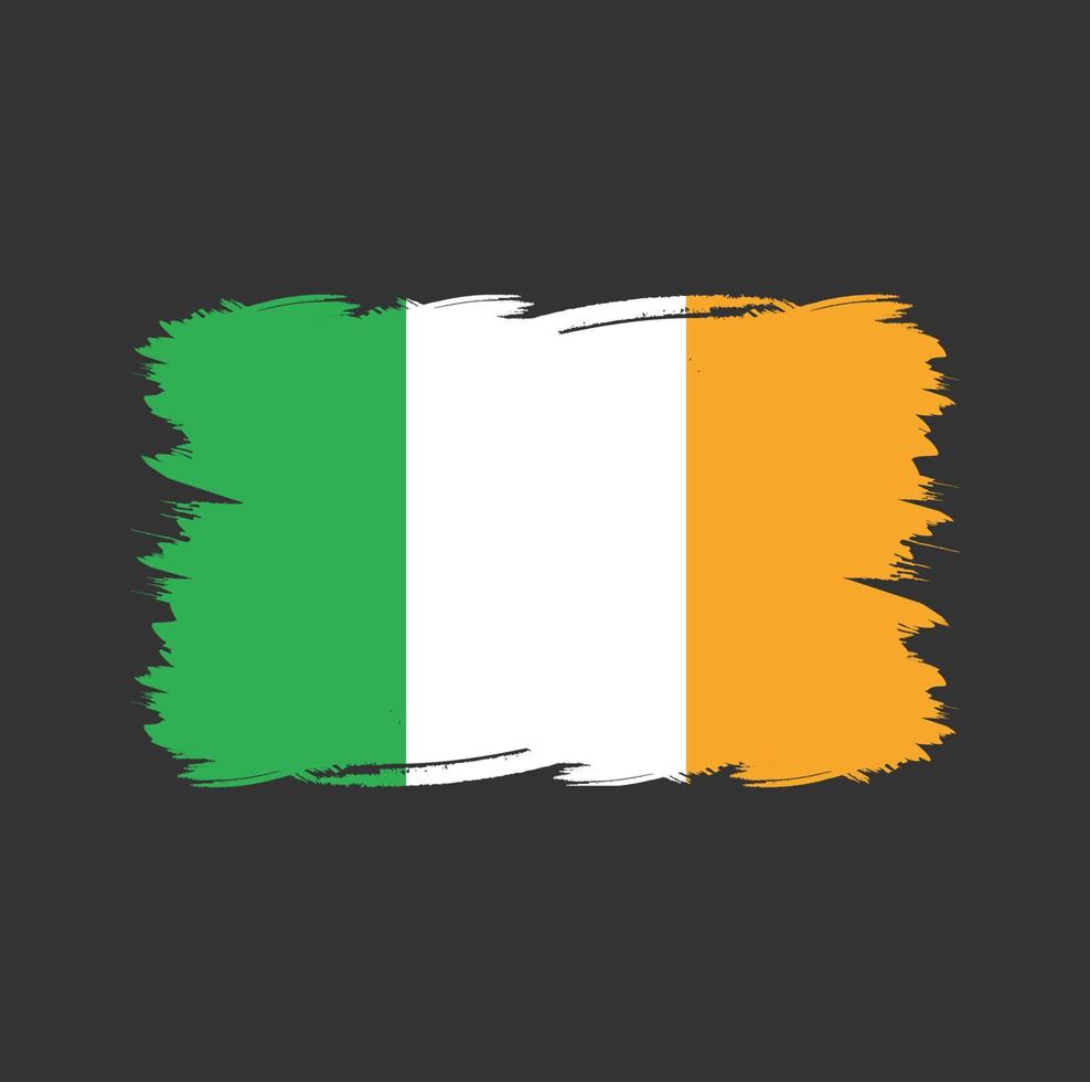 bandeira da irlanda com pincel aquarela vetor