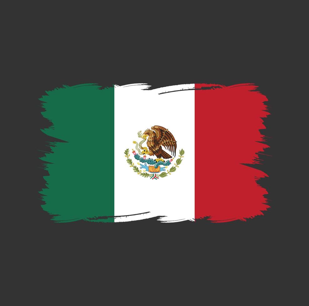 bandeira do méxico com pincel aquarela vetor