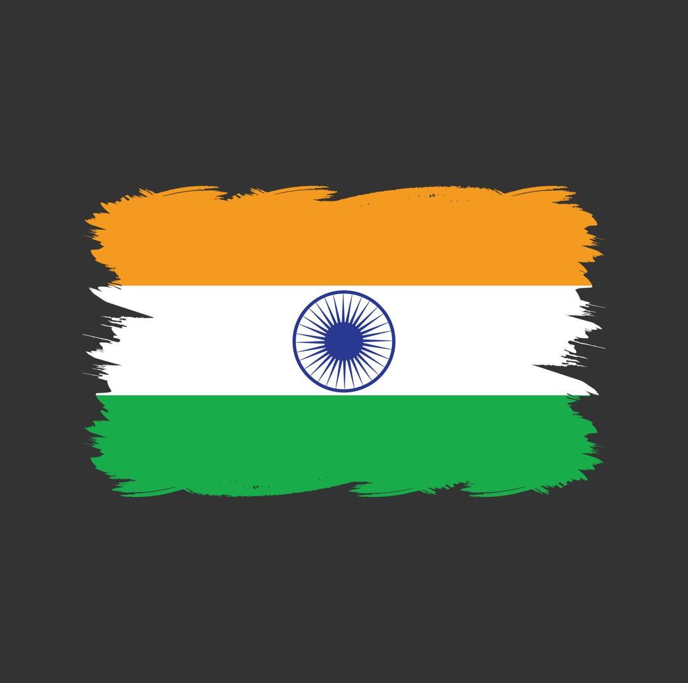 bandeira da índia com pincel de aquarela vetor
