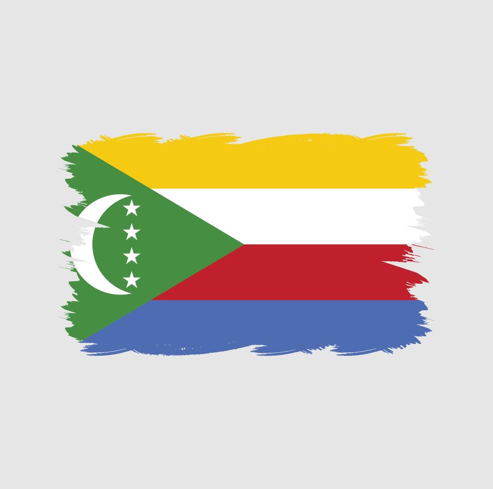 bandeira das comores com pincel aquarela vetor