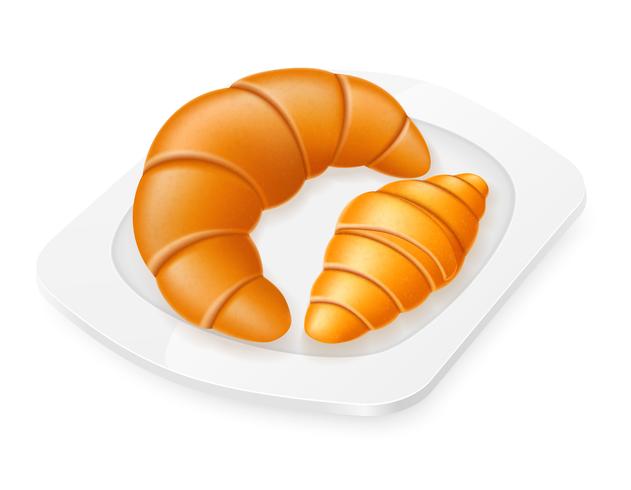 croissants deitado em uma ilustração do vetor de placa