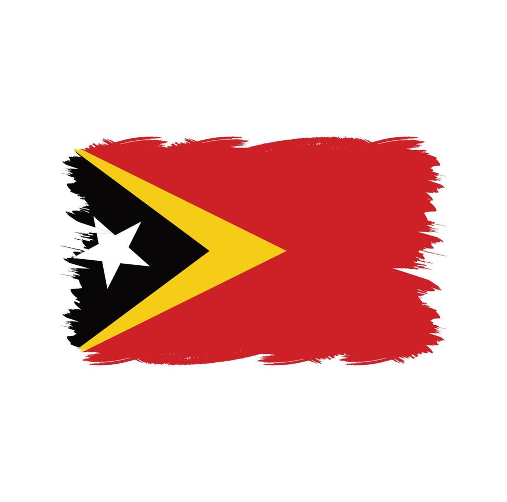 Bandeira do timor-leste com pincel de aquarela vetor