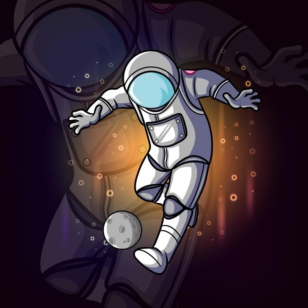 o astronauta chutando os asteróides vetor