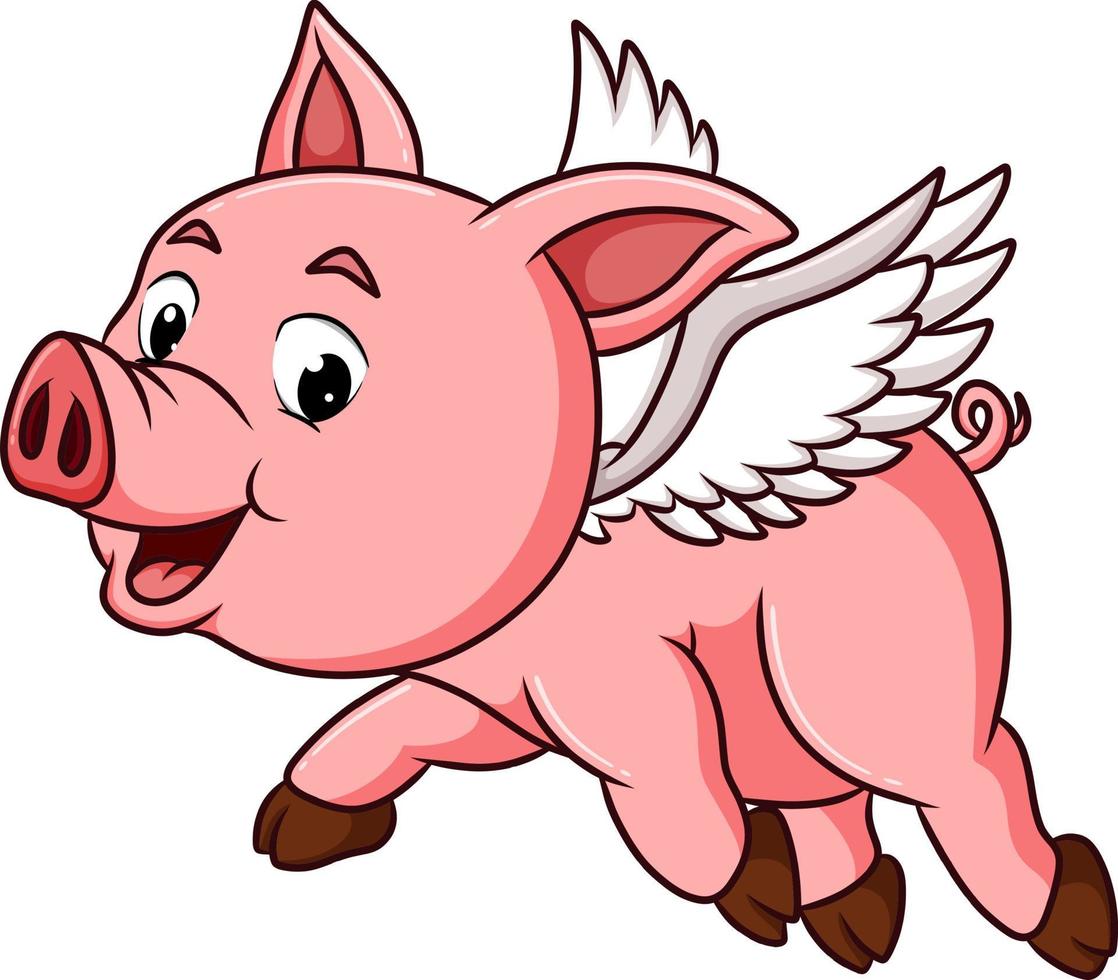 o porco legal está voando com as asas vetor