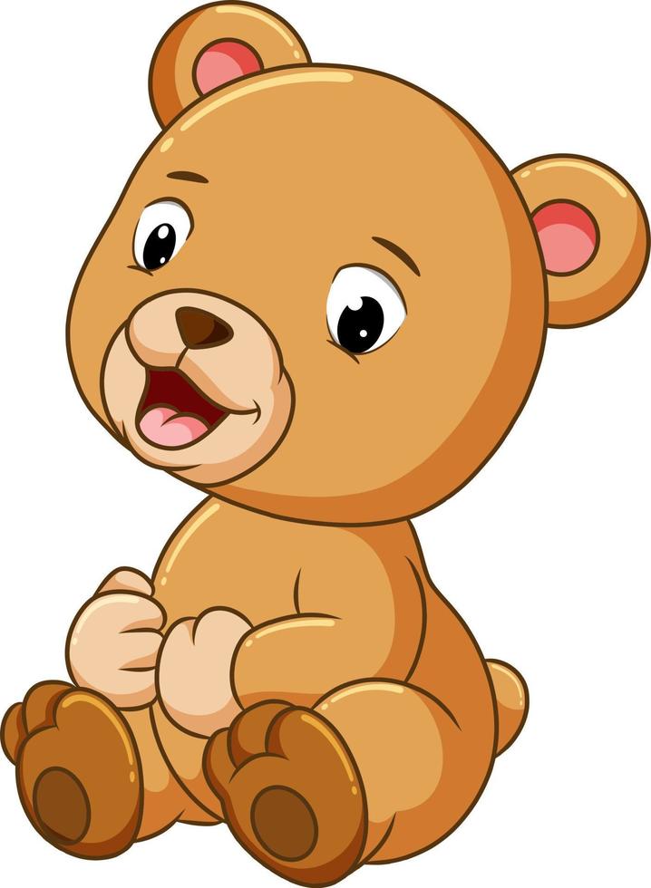 Feliz Bebê Marrom Urso Desenho Animado Sentado Royalty Free SVG