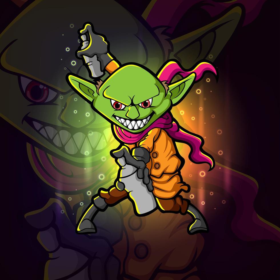 a bruxa goblin com o design do logotipo esport de spray de graffiti vetor