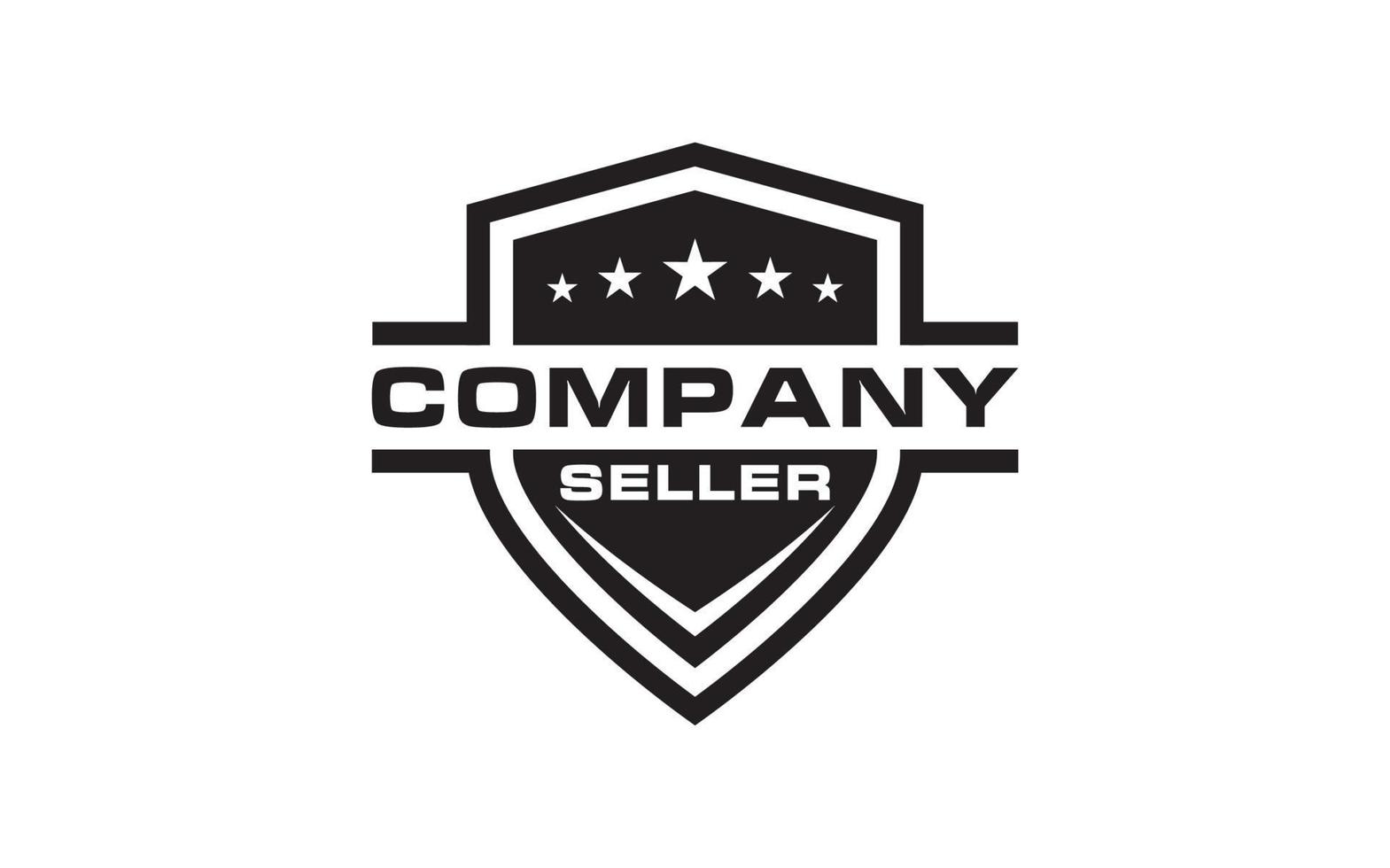 escudo com estrelas de avaliação para design de logotipo minimalista de ícone de selo de vendedor confiável vetor