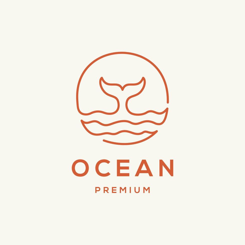 design de logotipo de onda de baleia e mar vetor