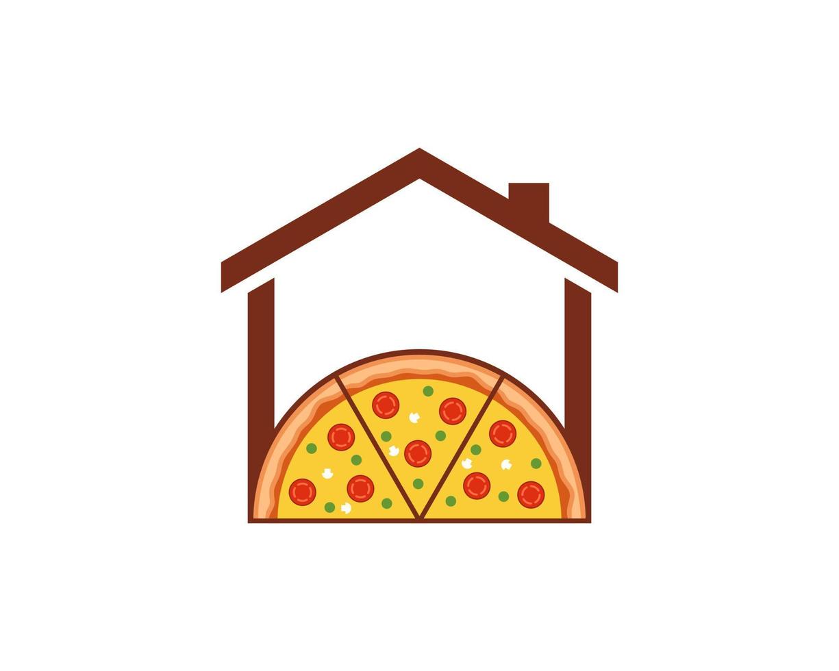 casa simples com deliciosa pizza dentro vetor