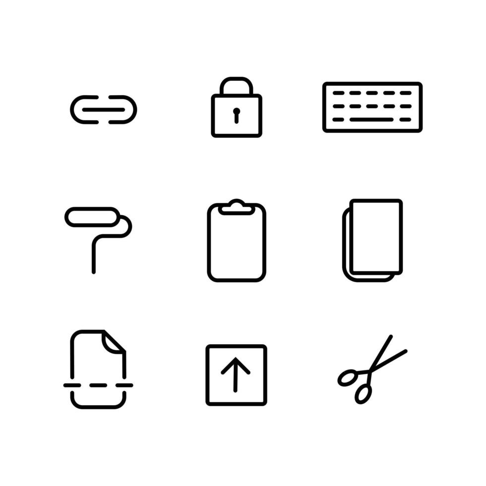 conjunto de ícones para interface de processamento de texto e documento vetor