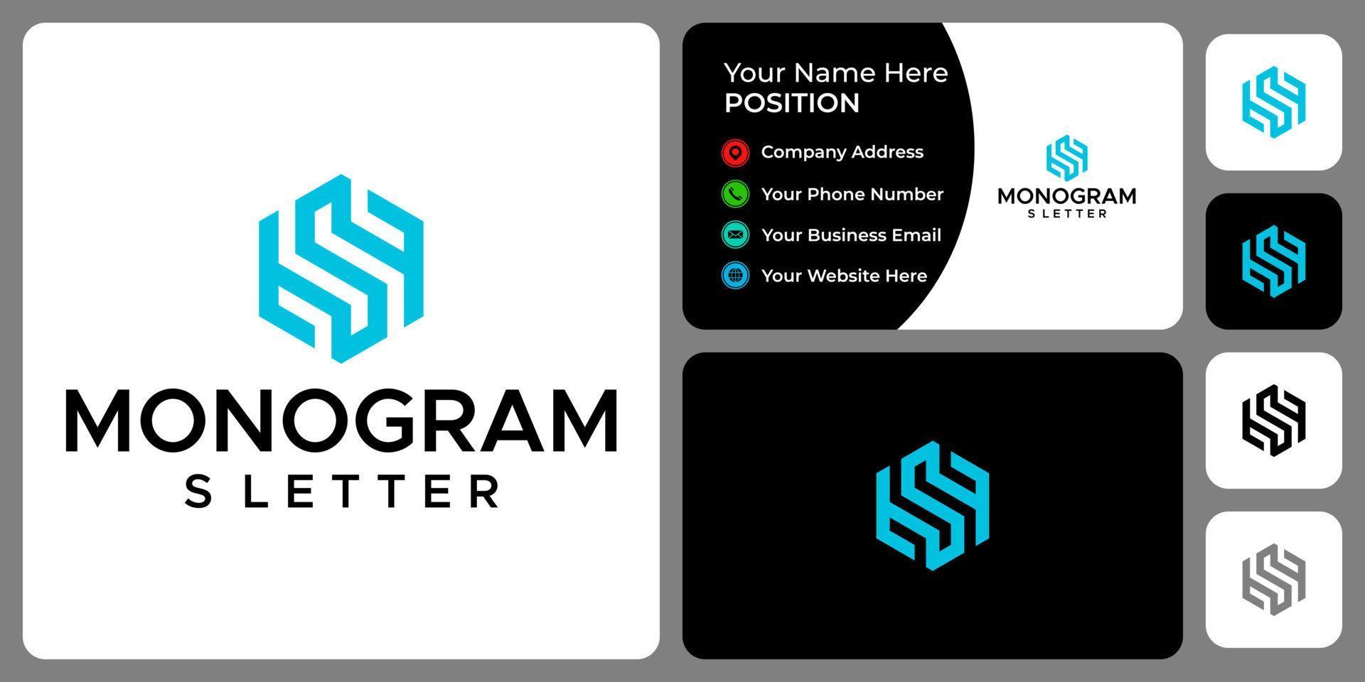 carta s monograma design de logotipo de negócios com modelo de cartão. vetor