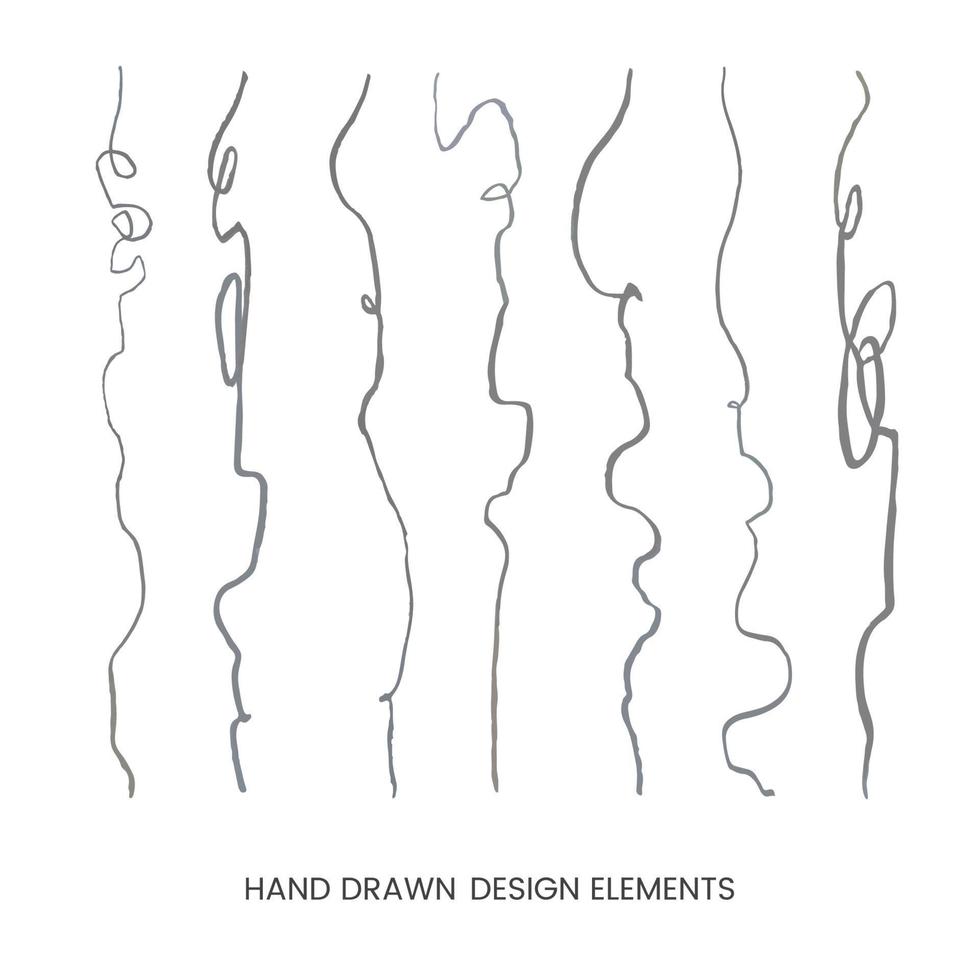 vetor moderno em tons de cinza definido com ilustrações abstratas de doodle desenhado à mão. pode ser usado como elementos de design de cartões, cartaz, cartão, design de papel de embalagem