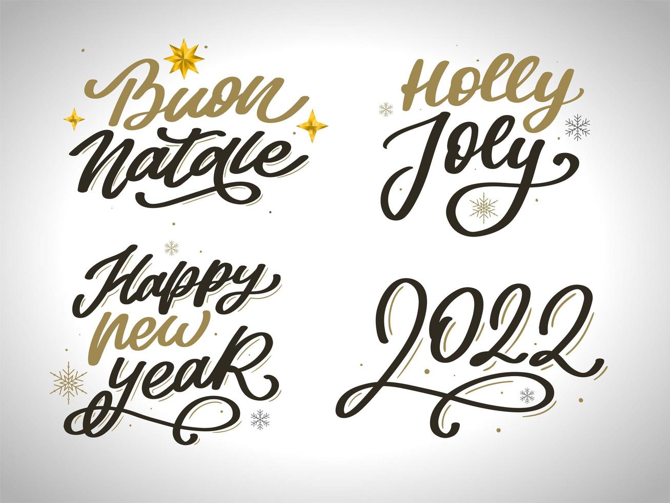 Feliz Natal ano novo 2022 letras conjunto de design de caligrafia. ilustração vetorial vetor