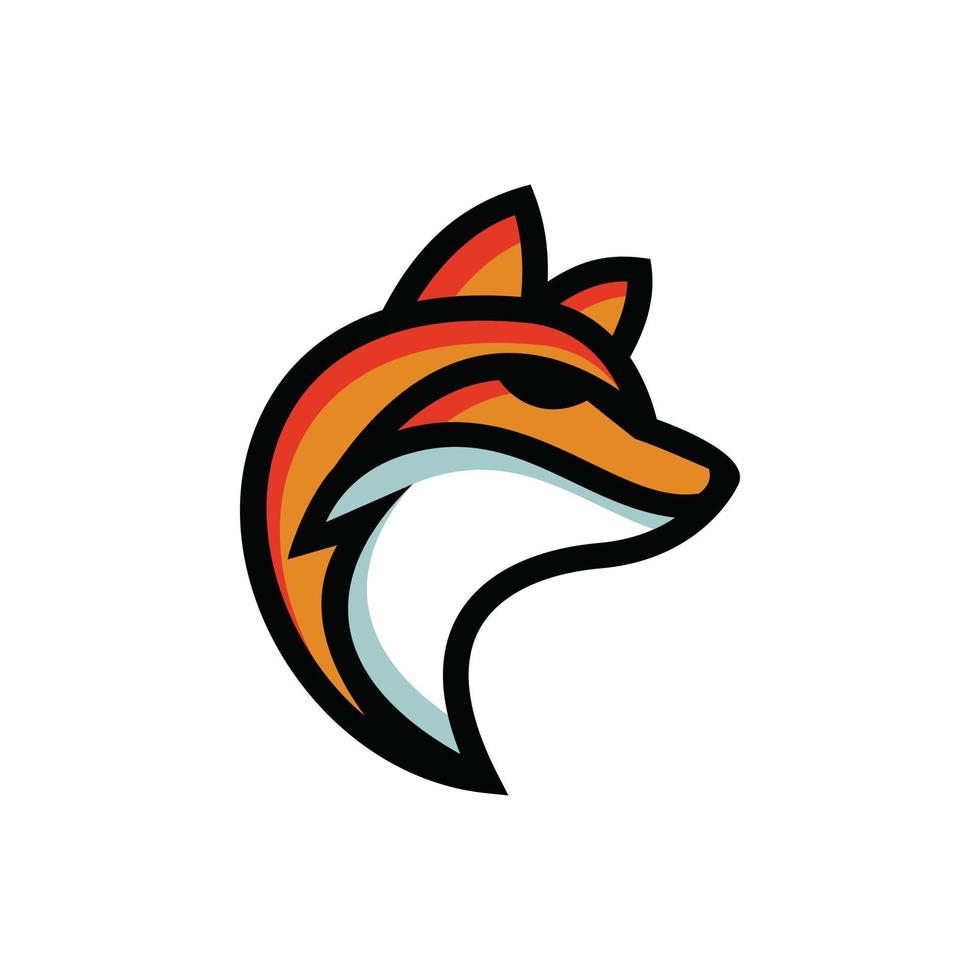 rosto de raposa em fundo branco, modelo de design de logotipo de vetor