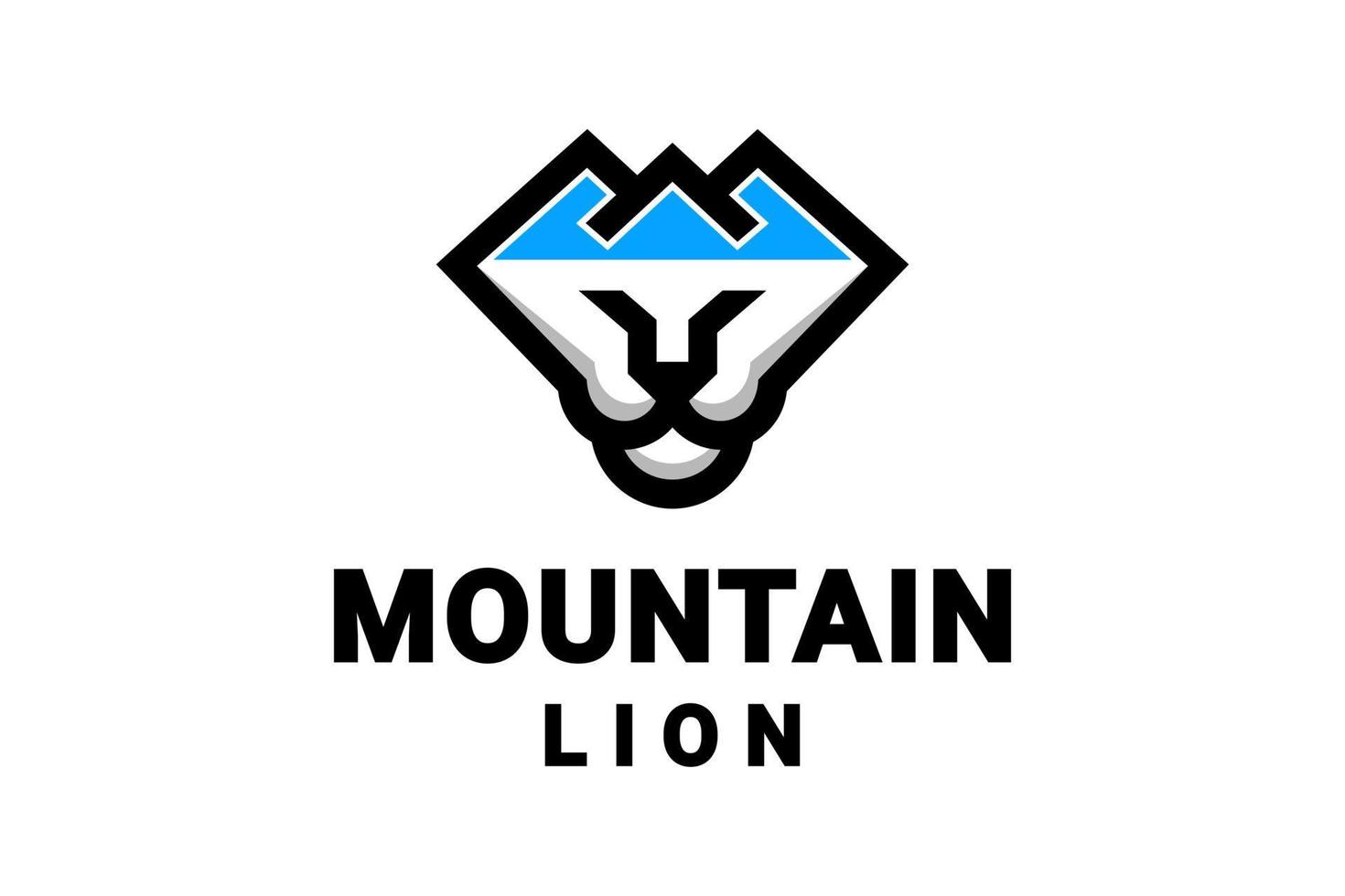 combinação de design de logotipo de vetor montanha e leão