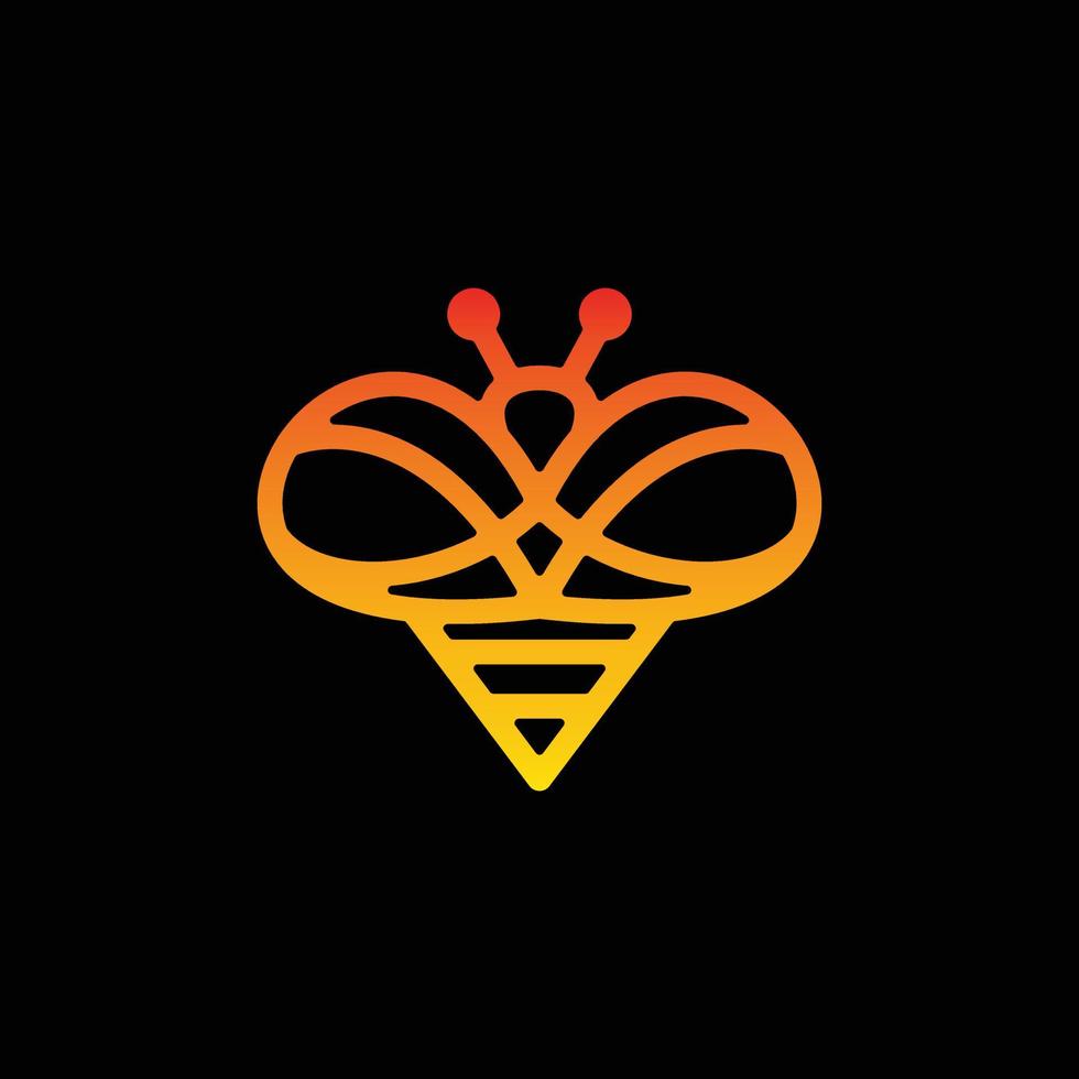 linha de abelha em fundo preto, design de logotipo de modelo vetorial vetor