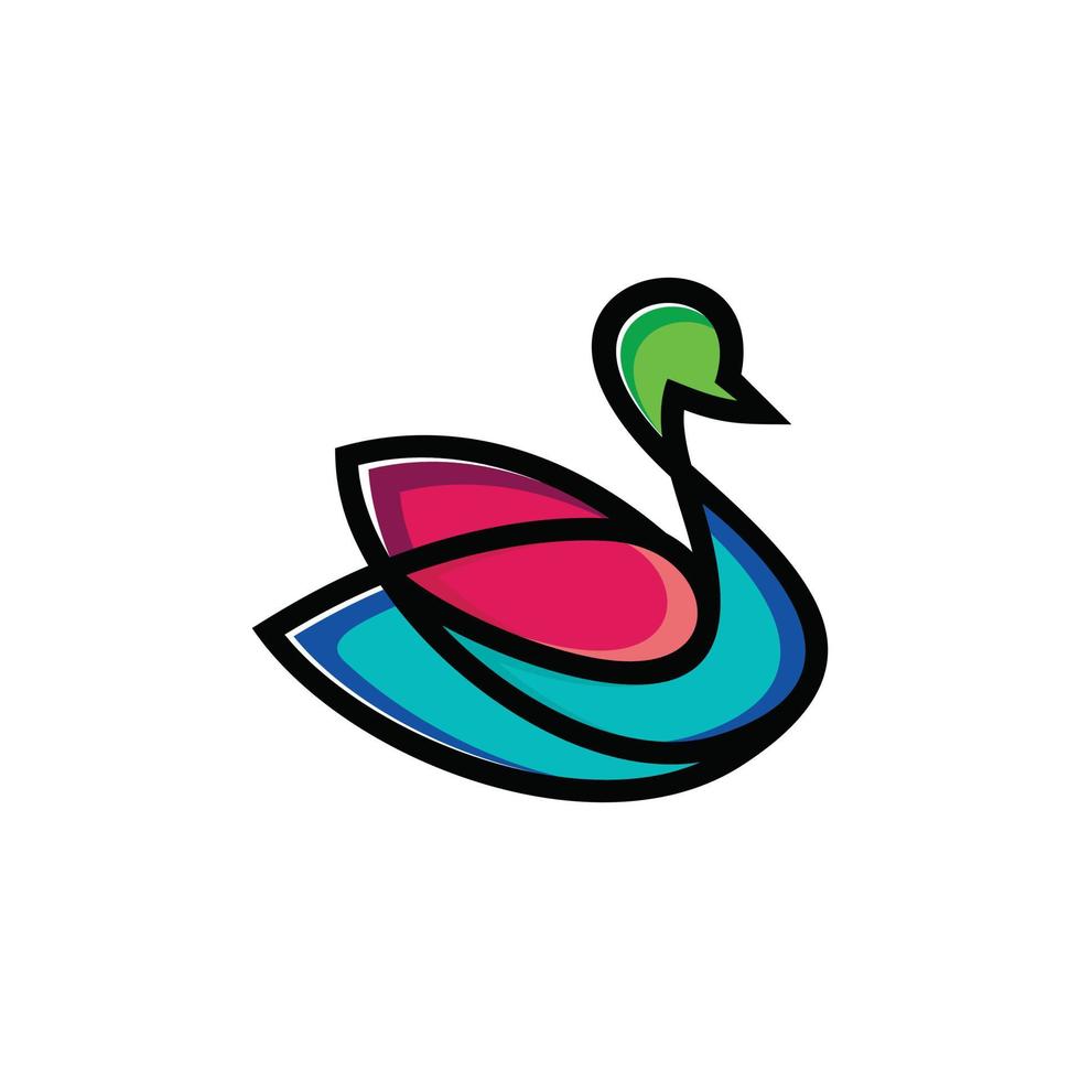 design de logotipo de vetor de mascote simples de cisne