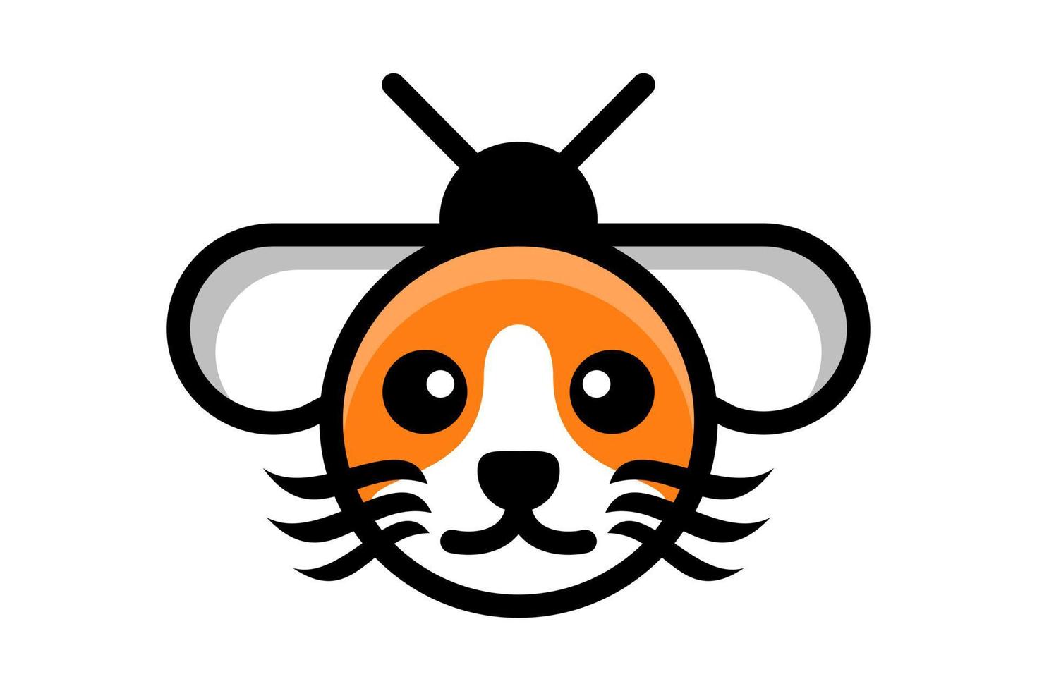 combinação de design de logotipo de duplo significado de abelha e gato vetor