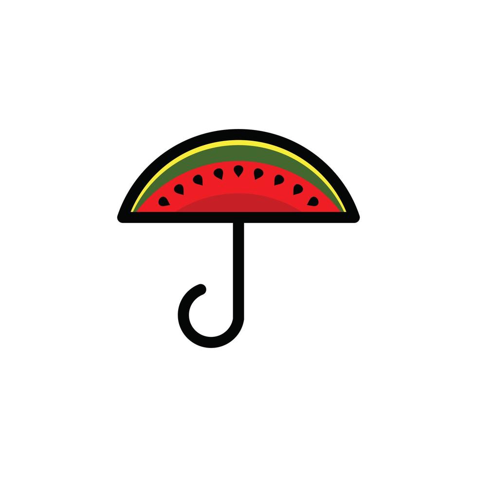 combinação de design de logotipo de duplo significado de guarda-chuva e melancia vetor