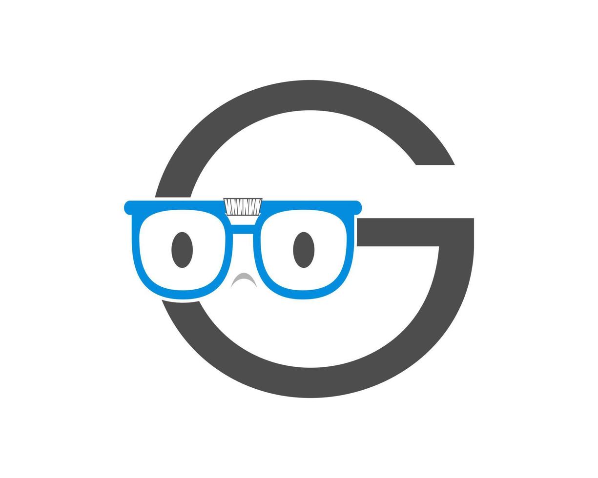 inicial da letra g com óculos geek vetor