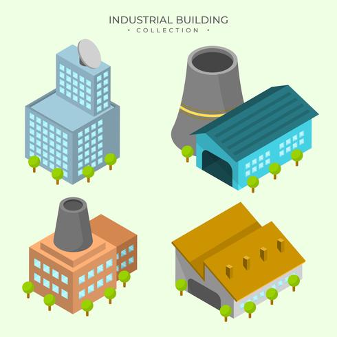 Coleção de vetores de edifício industrial de detalhe liso