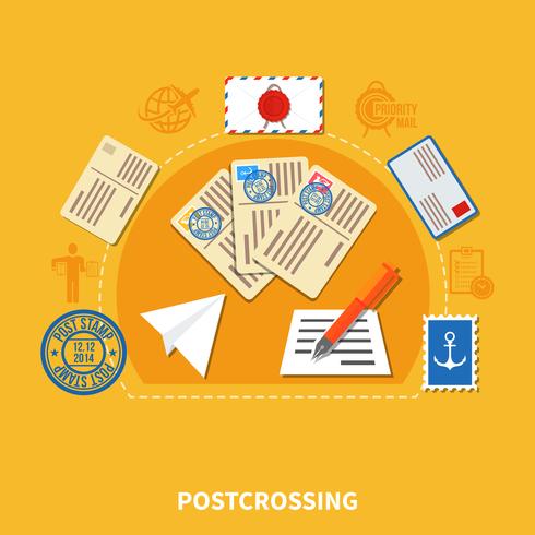 Ilustração de estilo plano Postcrossing vetor