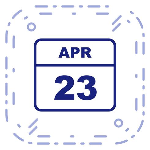 23 de abril Data em um calendário de dia único vetor