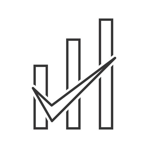 Gráfico de barras verificado Ícone de linha preta vetor