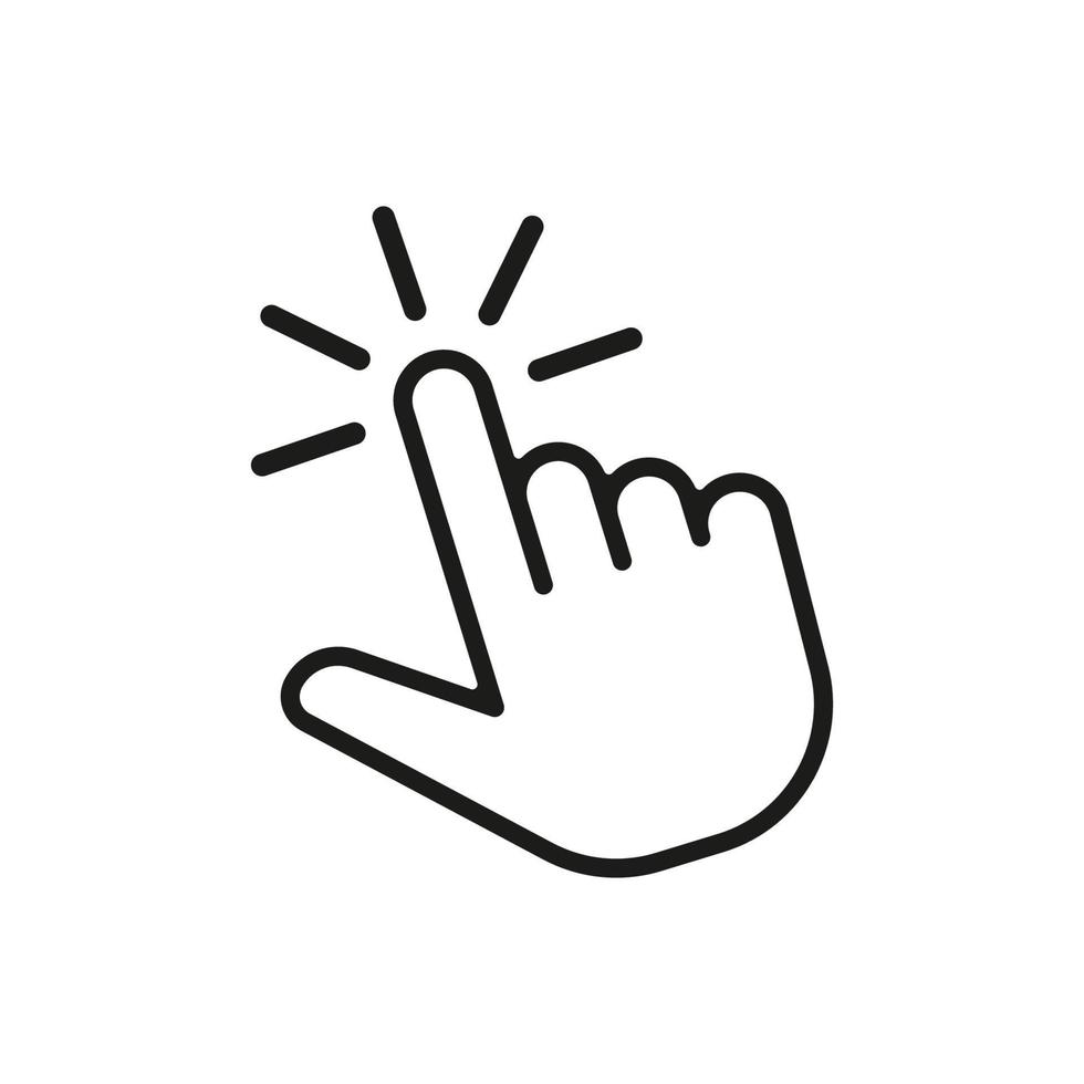 clique com a mão no símbolo do ícone vetor