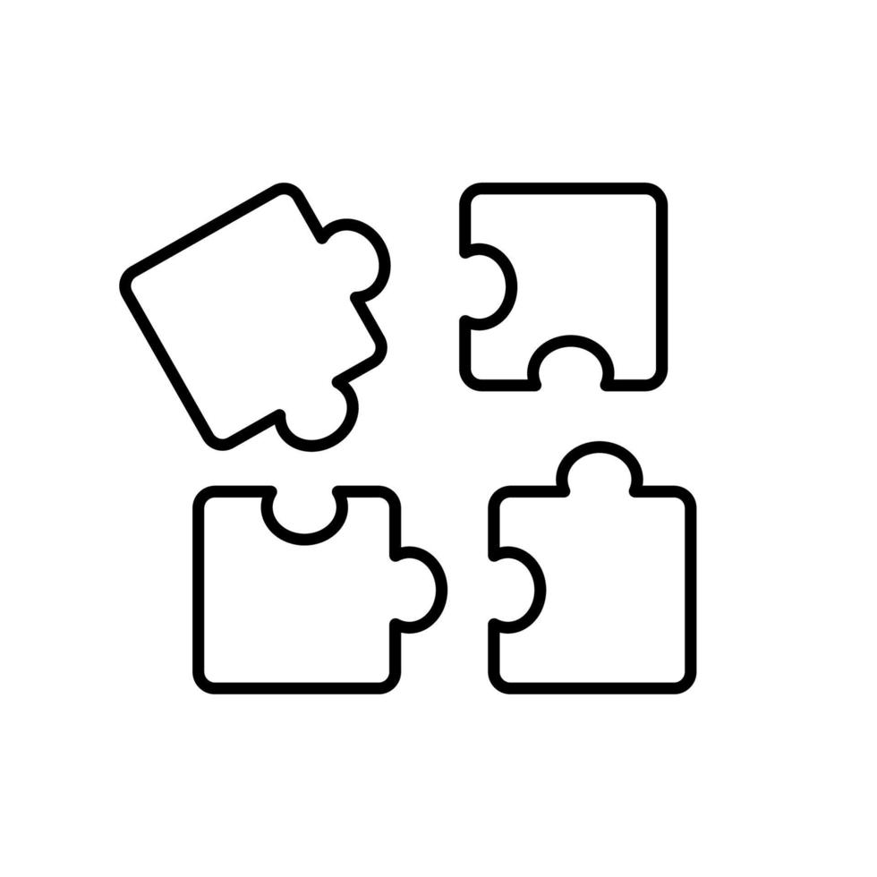 ícone de linha de vetor de quebra-cabeça, quatro peças