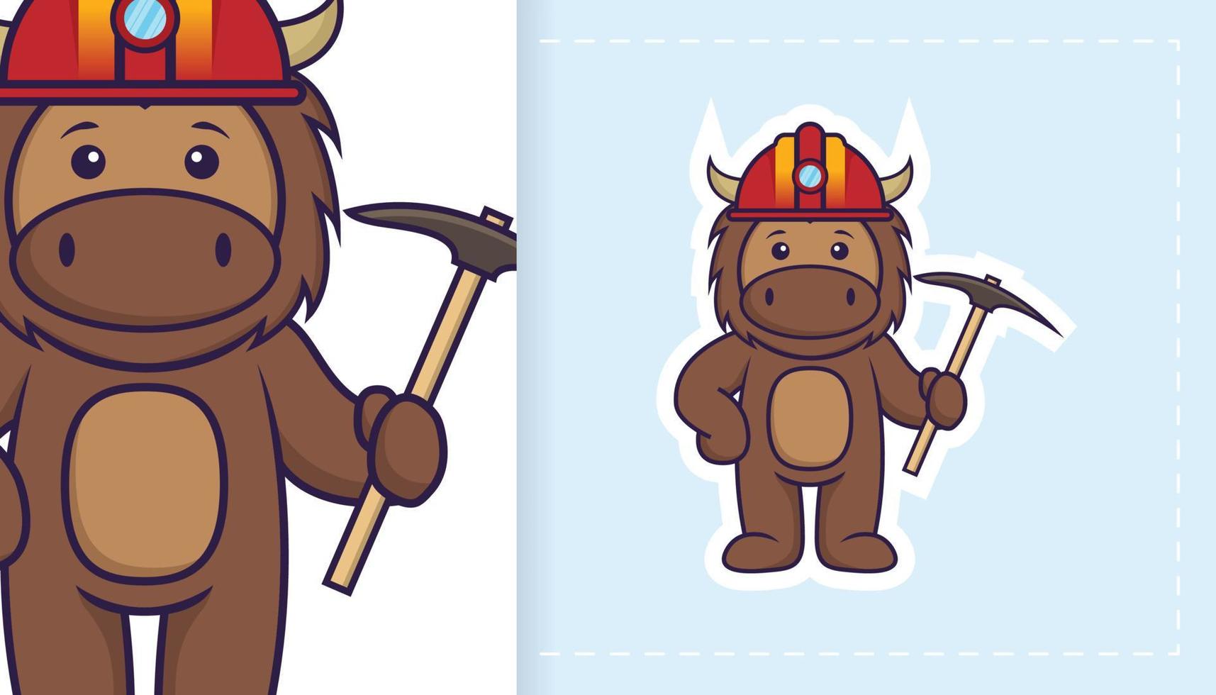 personagem de mascote de touro bonito. pode ser usado para adesivos, patches, têxteis, papel. ilustração vetorial vetor